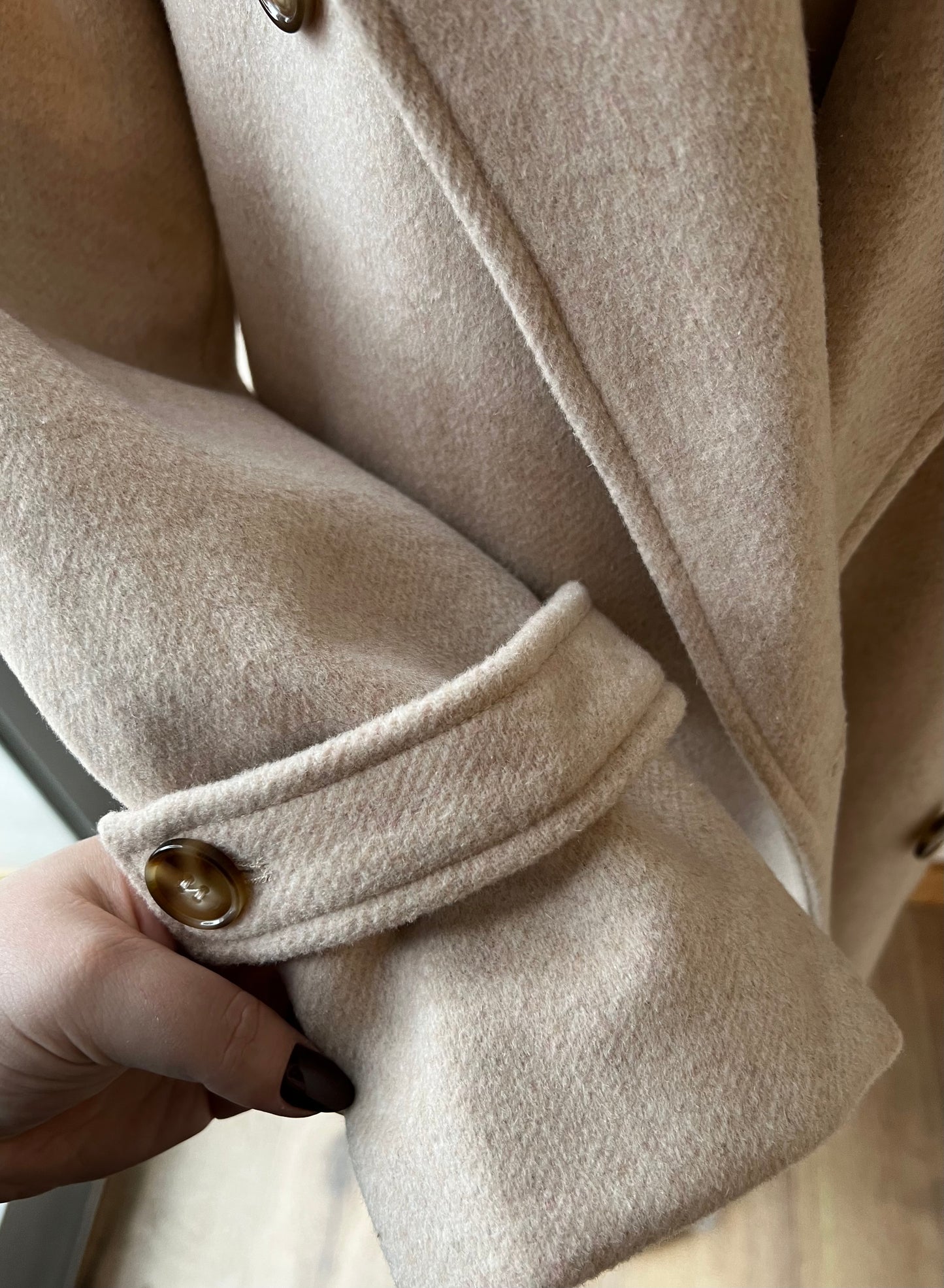 Manteau long en laine beige