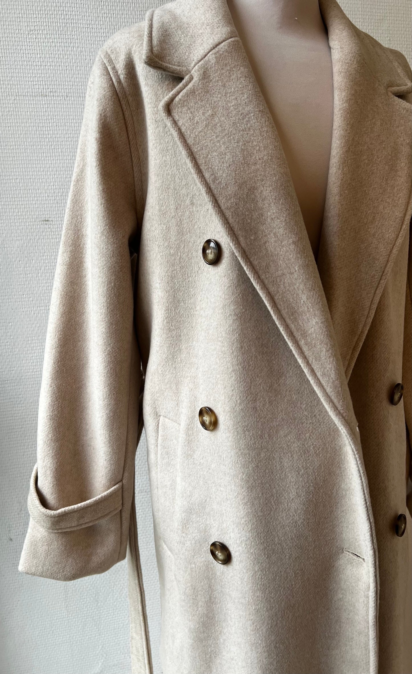 Manteau long en laine beige