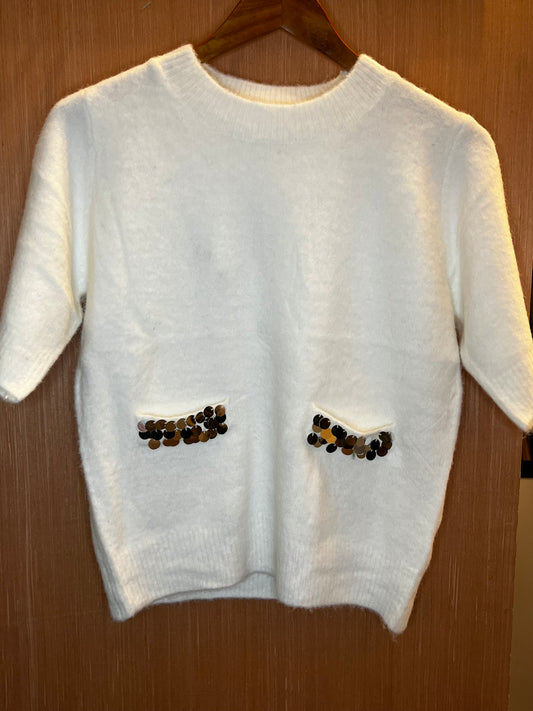 Pull manche courte blanc